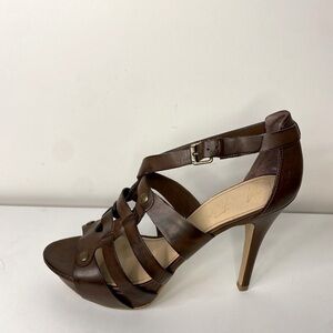 Marc Fisher Brown Strappy Open Toe Stilleto Heels Size 8 Vacation